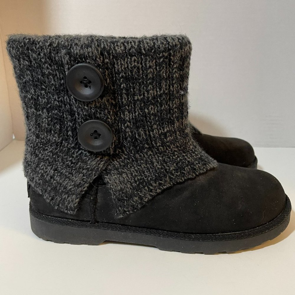Makalu Black Winter Boots Sweater Cuff Faux Fur Lining Size 7.5M